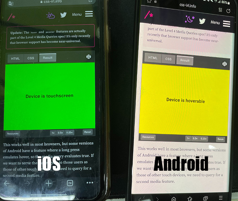 Differ iOS / Android